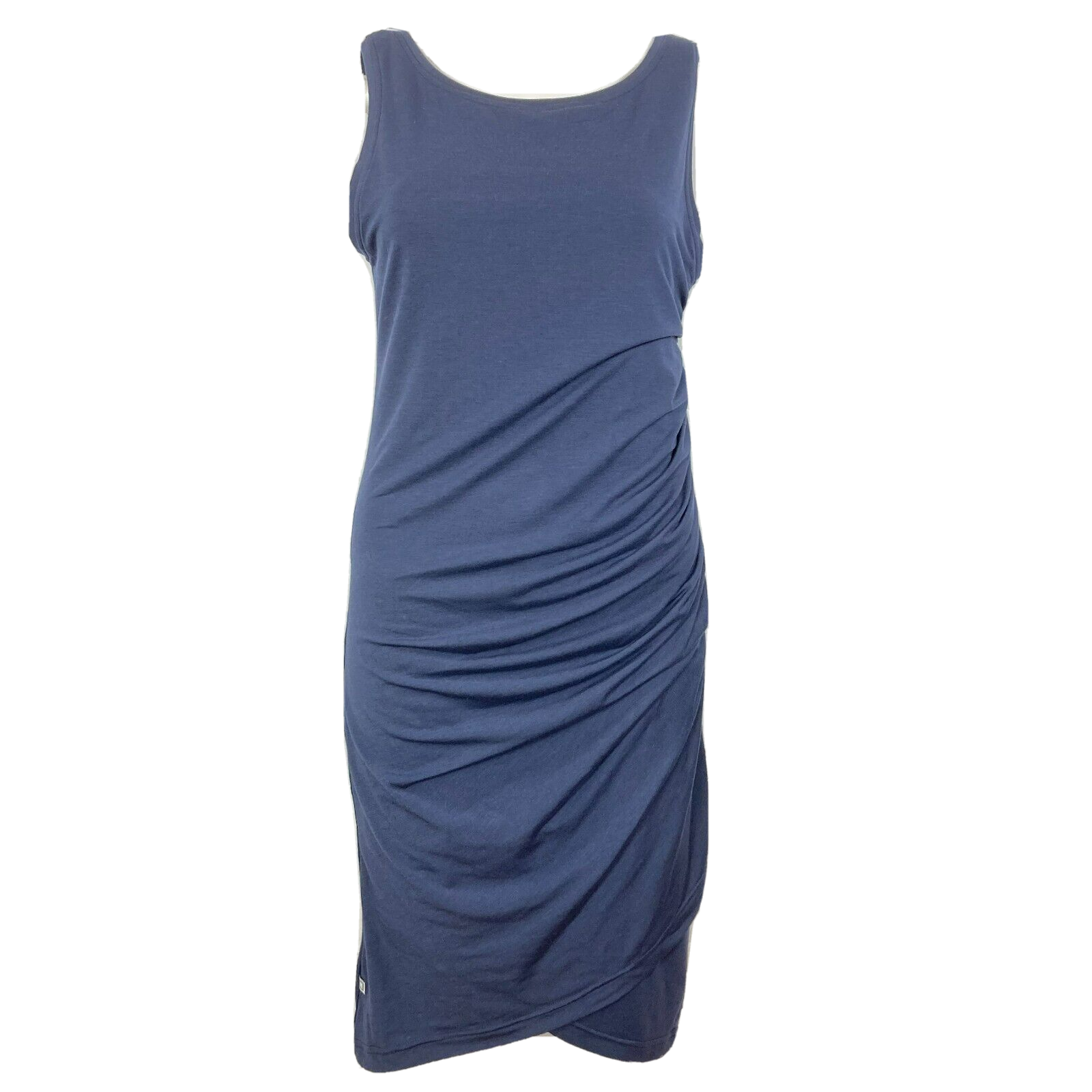 Leisure Lab Dress Womens Sz M 2 Blue Sheath Stretch Sleeveless Ruched Pullover